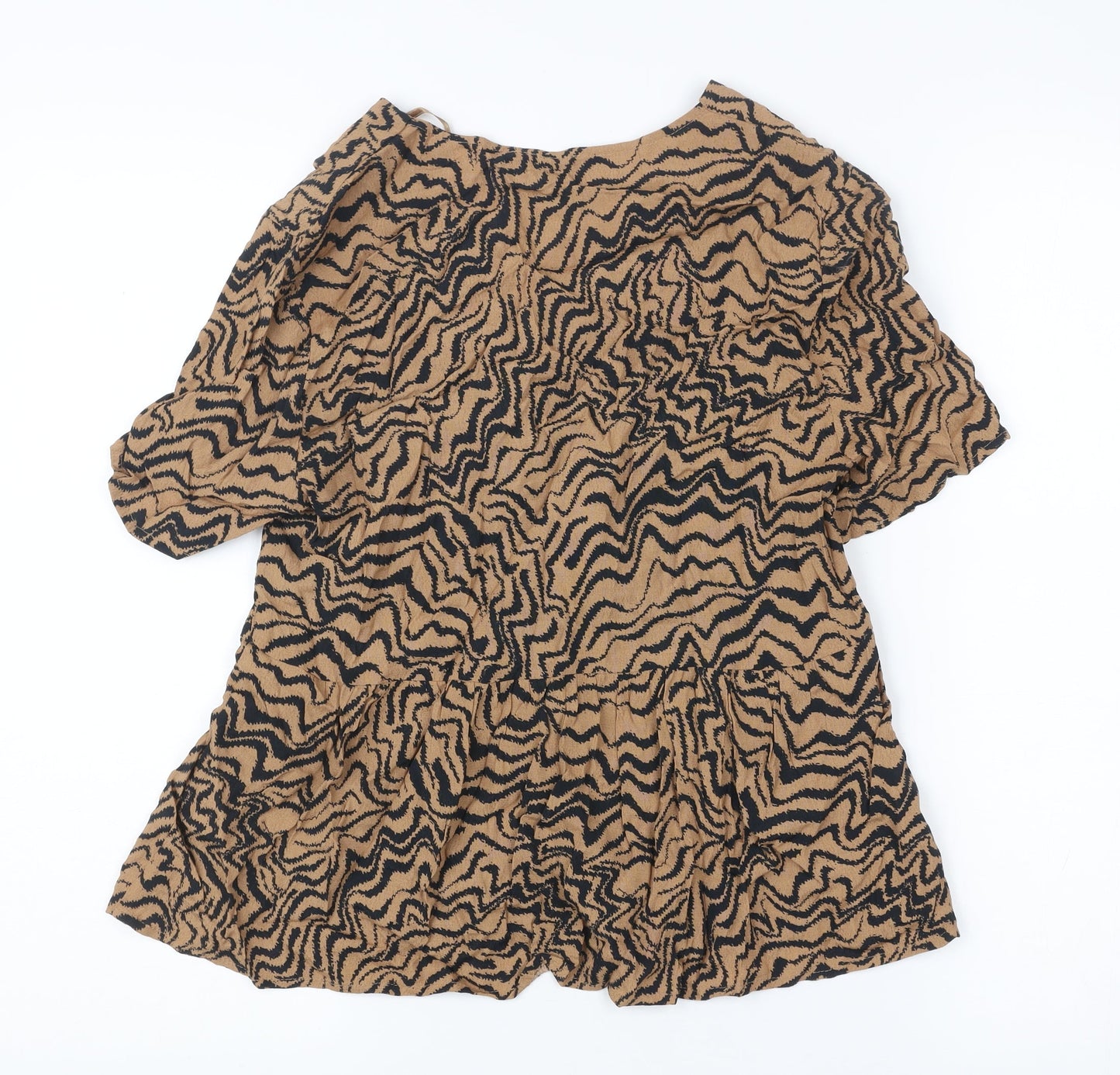 Warehouse Women’s Brown Animal Print Viscose Tunic Blouse Size 6