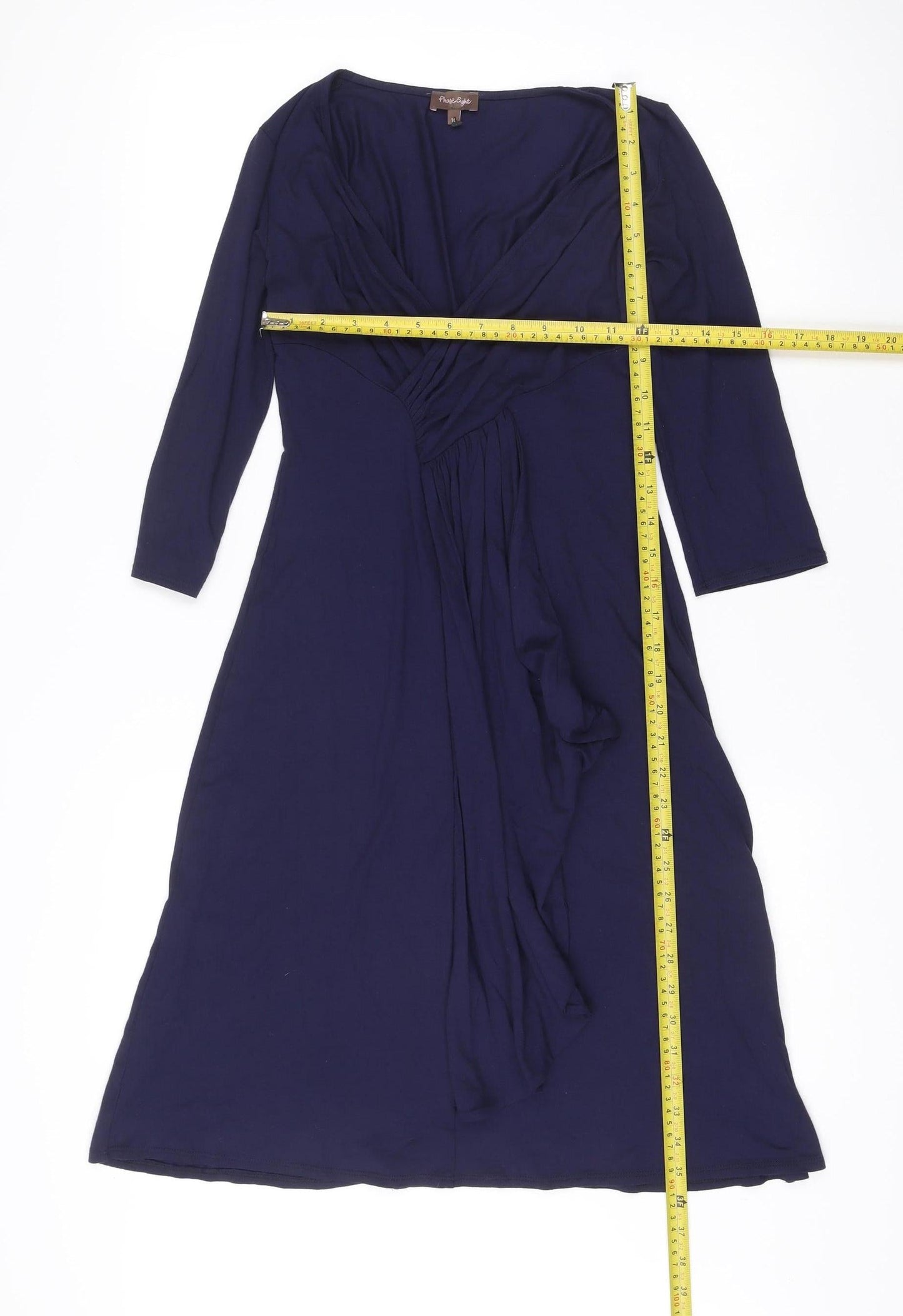 Phase Eight Women’s Blue Size 10 V-Neck Wrap Dress Long Sleeve