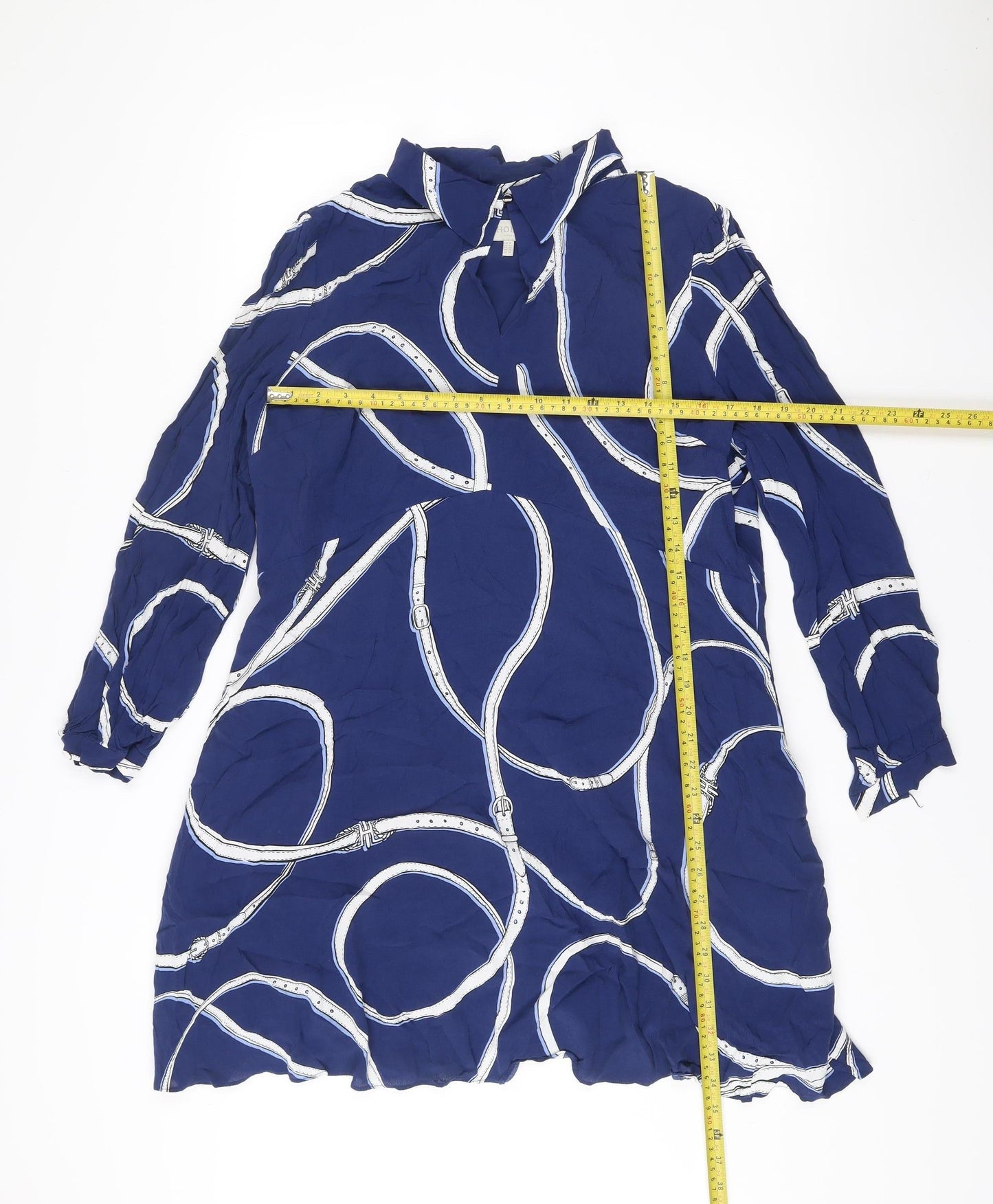 Hobbs Women’s Blue Belt Print Collared Shirt Dress Size 18