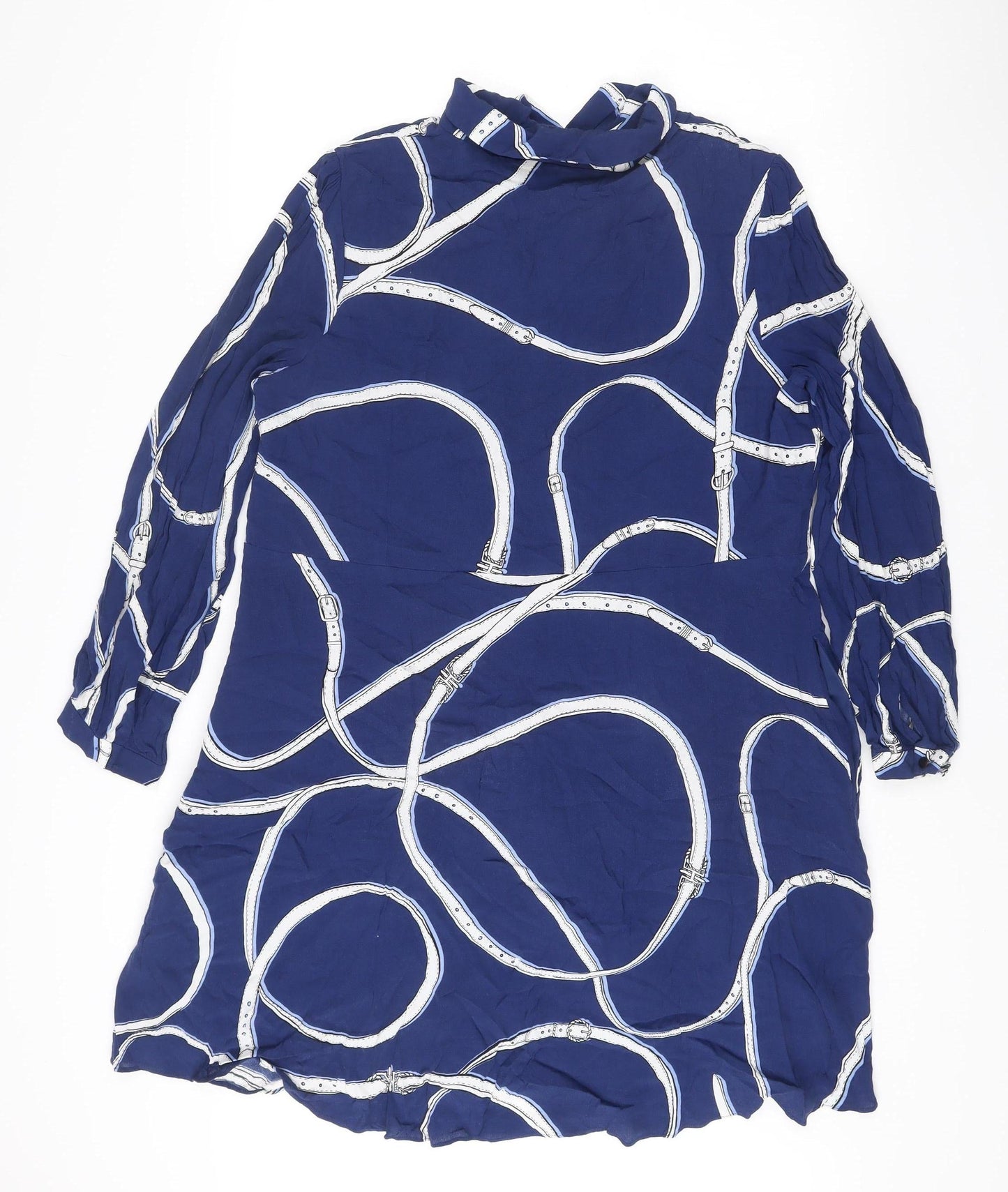 Hobbs Women’s Blue Belt Print Collared Shirt Dress Size 18