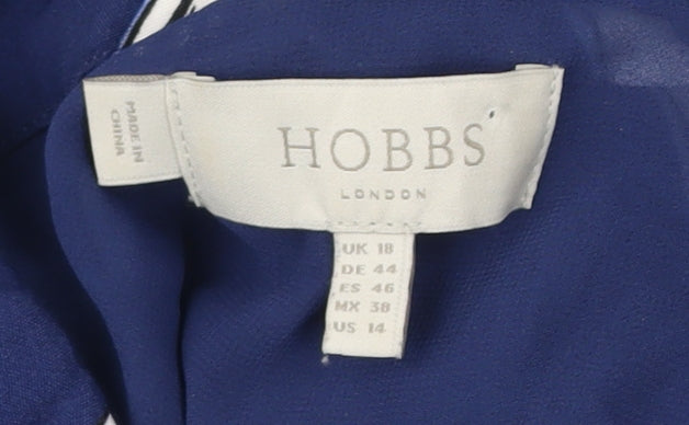 Hobbs Women’s Blue Belt Print Collared Shirt Dress Size 18