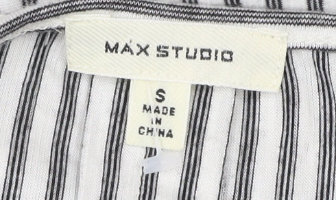Max Studio Women’s Black White Striped Cold Shoulder Tunic Blouse S