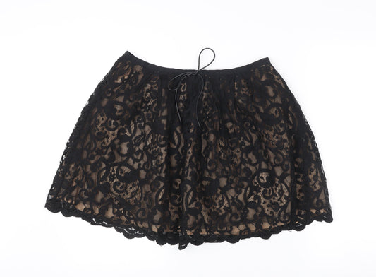 Topshop Women Black Lace A-Line Skirt UK 14 Formal Party