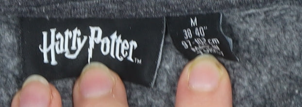 Harry Potter Mens Grey Pullover Hoodie Size M Graphic Hogwarts Crest
