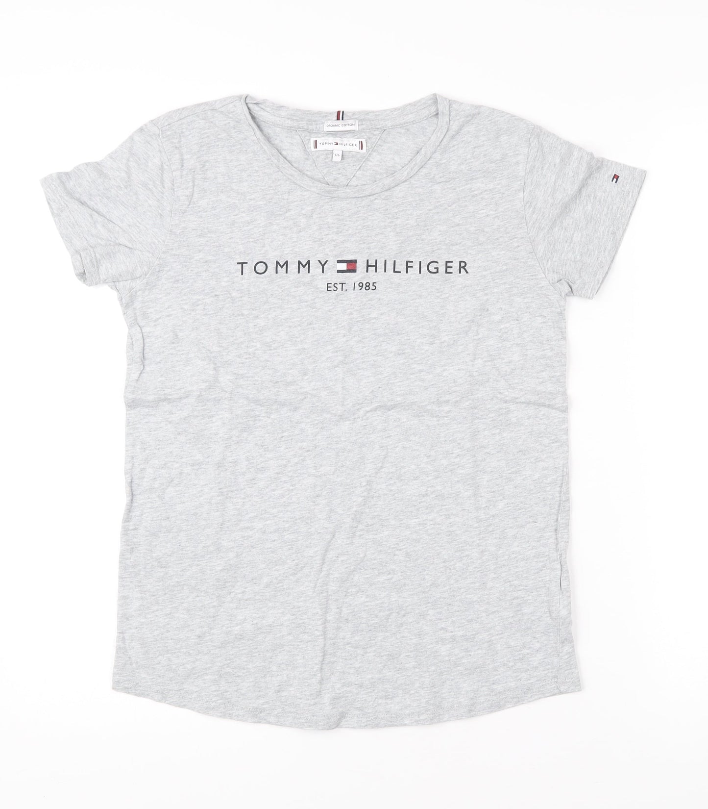 Tommy Hilfiger Women’s Grey Cotton Logo T-Shirt Size 14