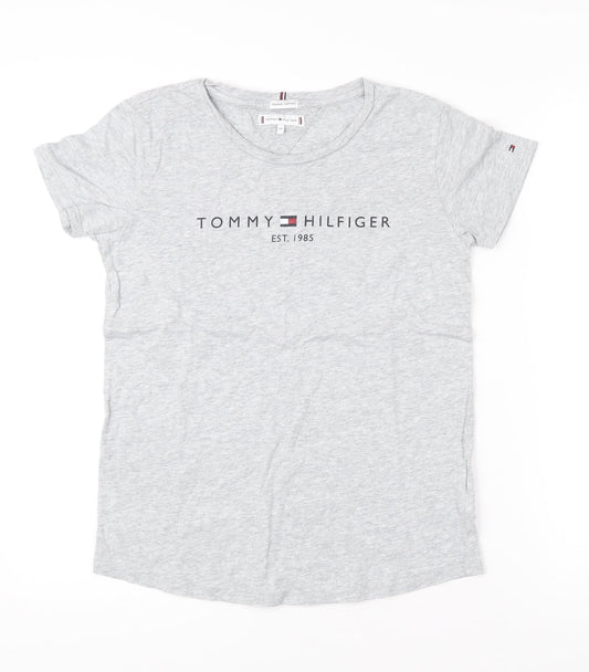 Tommy Hilfiger Women’s Grey Cotton Logo T-Shirt Size 14