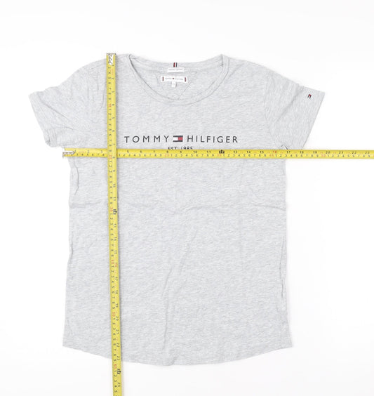 Tommy Hilfiger Women’s Grey Cotton Logo T-Shirt Size 14