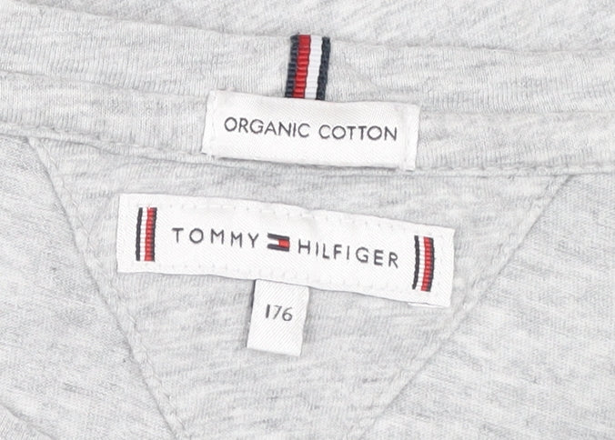 Tommy Hilfiger Women’s Grey Cotton Logo T-Shirt Size 14