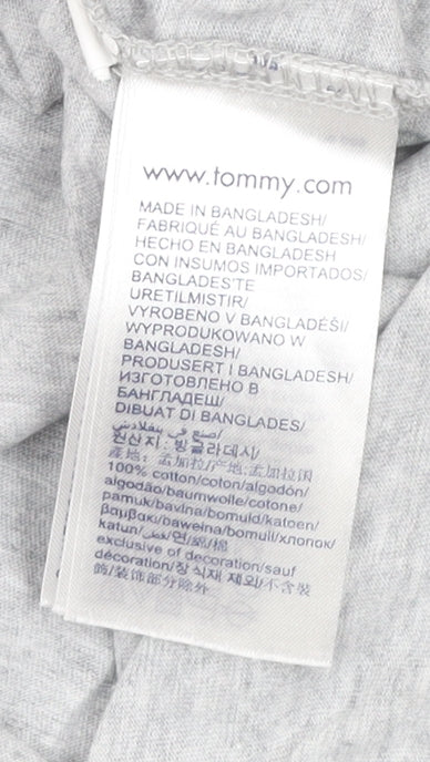 Tommy Hilfiger Women’s Grey Cotton Logo T-Shirt Size 14