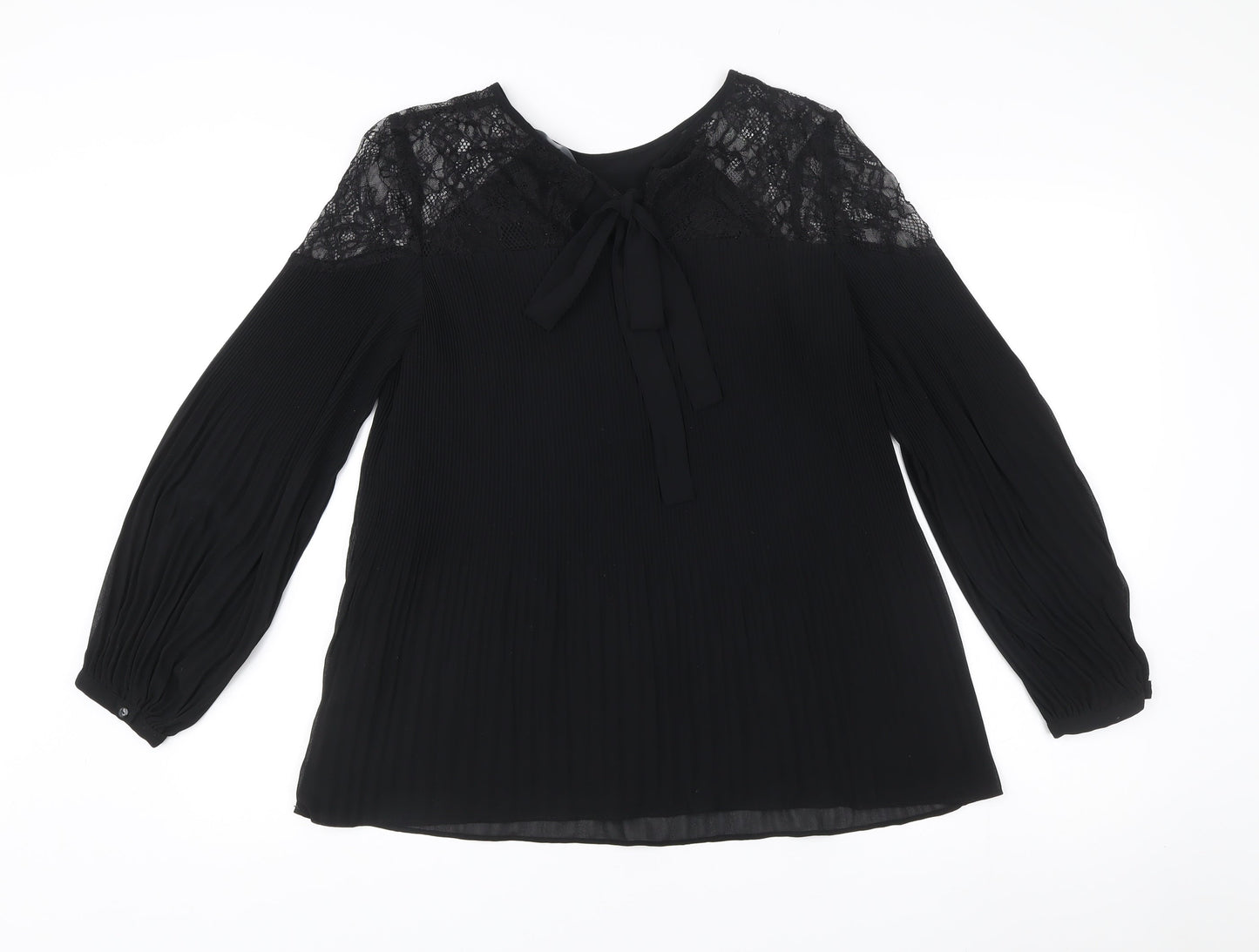 Next Women’s Black Lace Long Sleeve Tunic Blouse Size 14