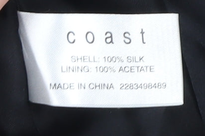 Coast Womens Black Floral Silk A-Line Knee Length Skirt Size 12