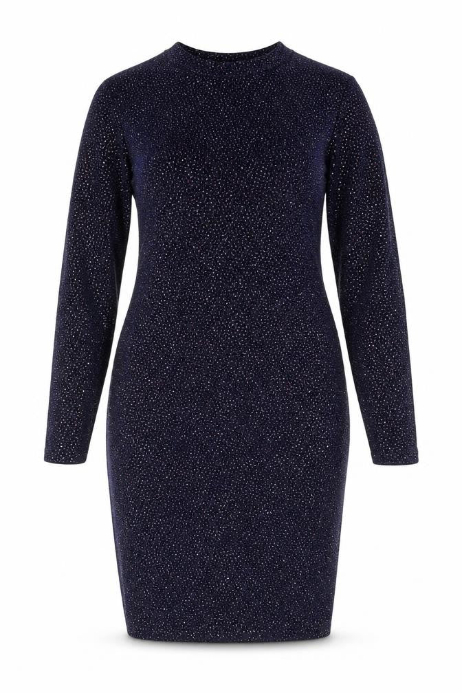 Lipsy Women’s Blue Glitter Bodycon Dress Size 14 Long Sleeve