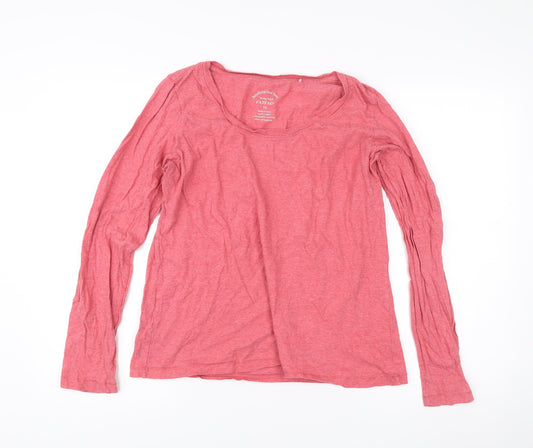 FatFace Women Pink Long Sleeve Cotton Scoop Neck T-Shirt L