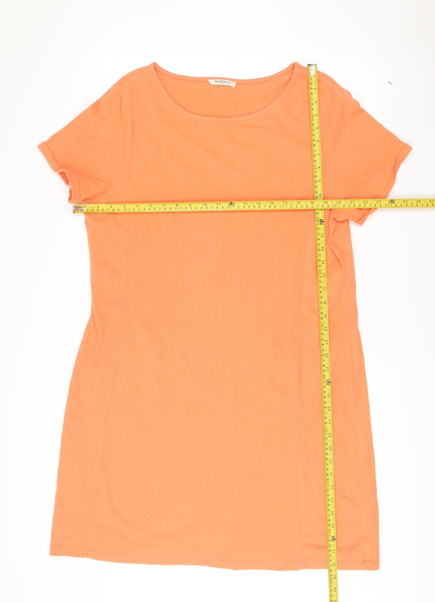 WoolOvers Womens Orange L Cotton T-Shirt Dress Casual Summer