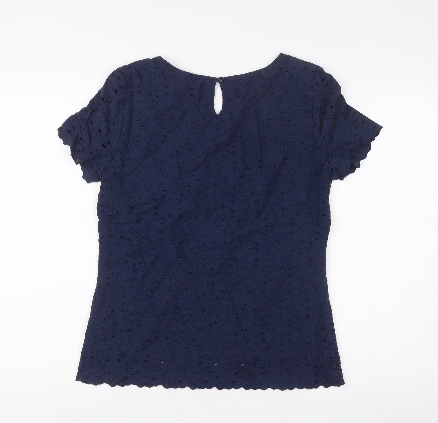 Marks and Spencer Womens Blue Size 8 Cotton Lace Blouse
