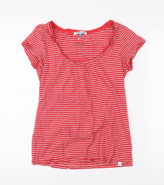 White Stuff Womens Red Striped Cotton T-Shirt Size 8