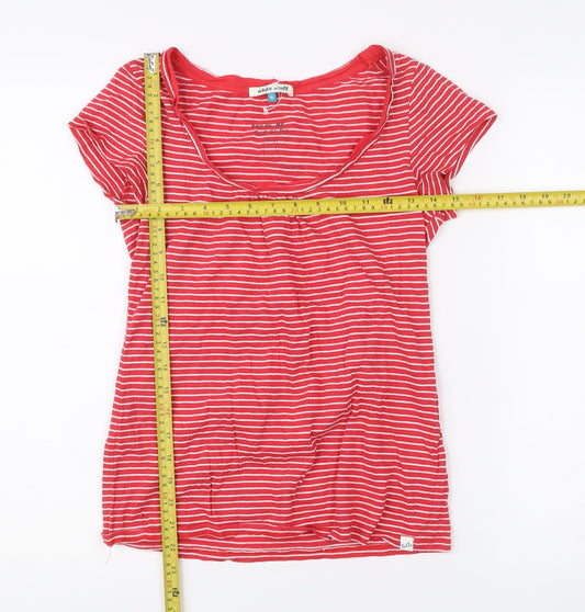 White Stuff Womens Red Striped Cotton T-Shirt Size 8