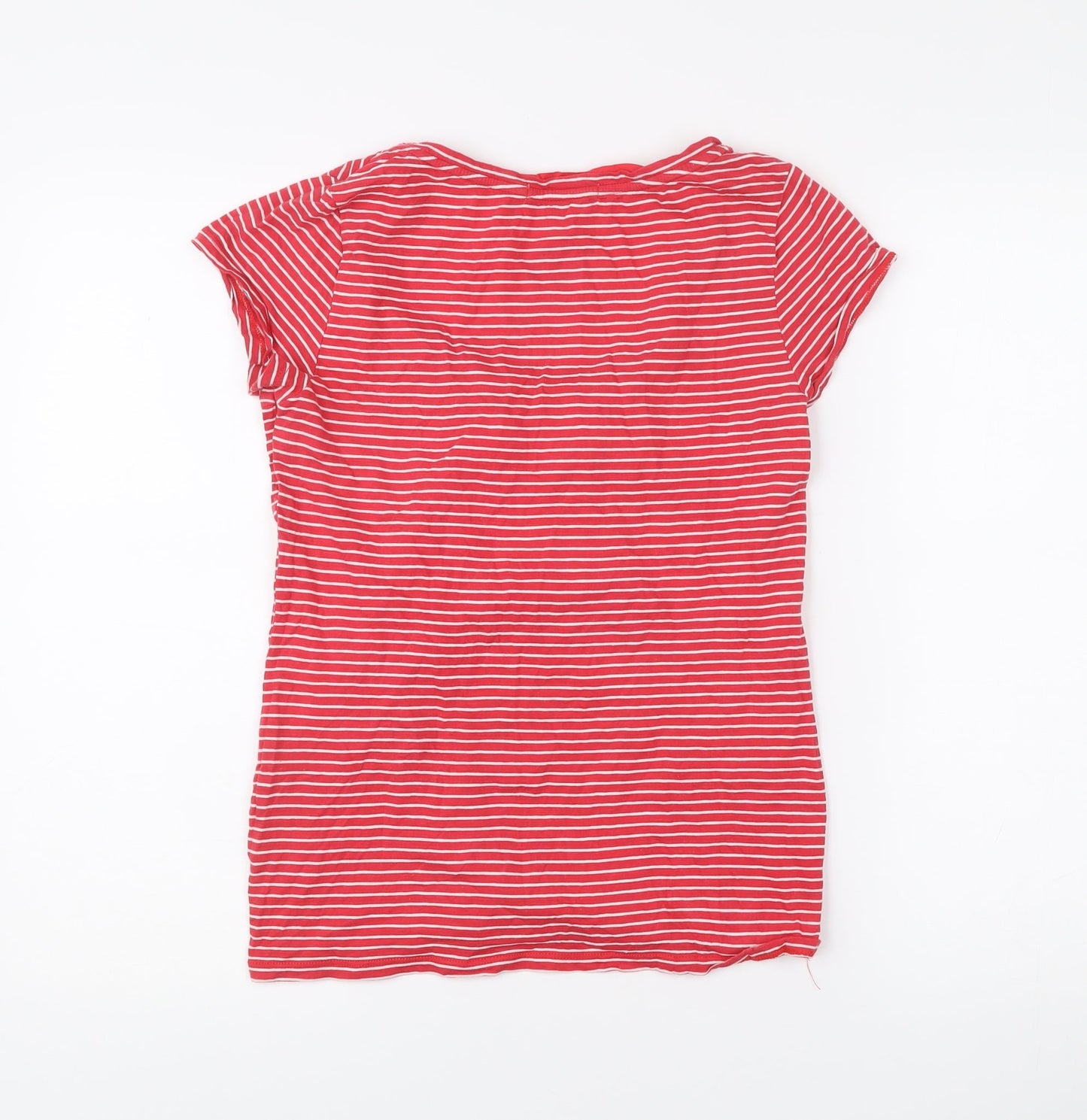 White Stuff Womens Red Striped Cotton T-Shirt Size 8