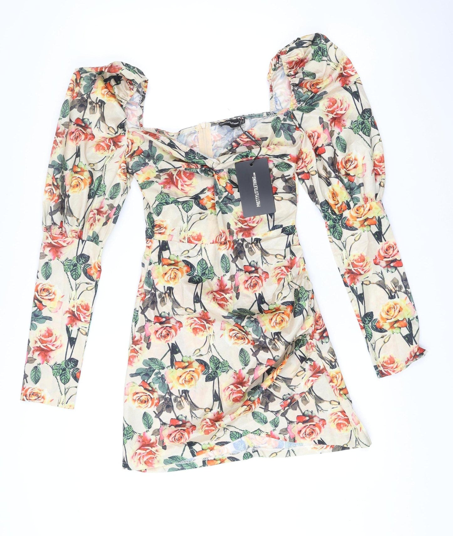 PrettyLittleThing Women’s Multicolour Floral Bodycon Mini Dress UK 6