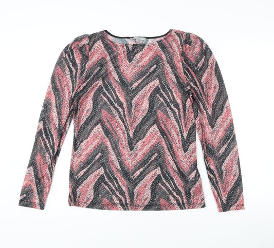 Oliver Bonas Women’s Multicoloured Animal Print Blouse UK 12 Long Sleeve