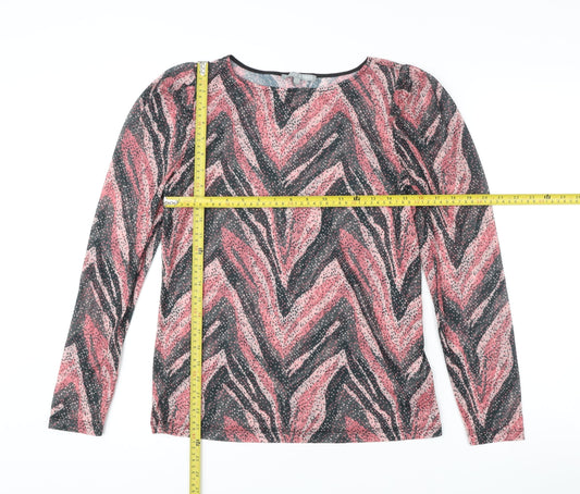 Oliver Bonas Women’s Multicoloured Animal Print Blouse UK 12 Long Sleeve