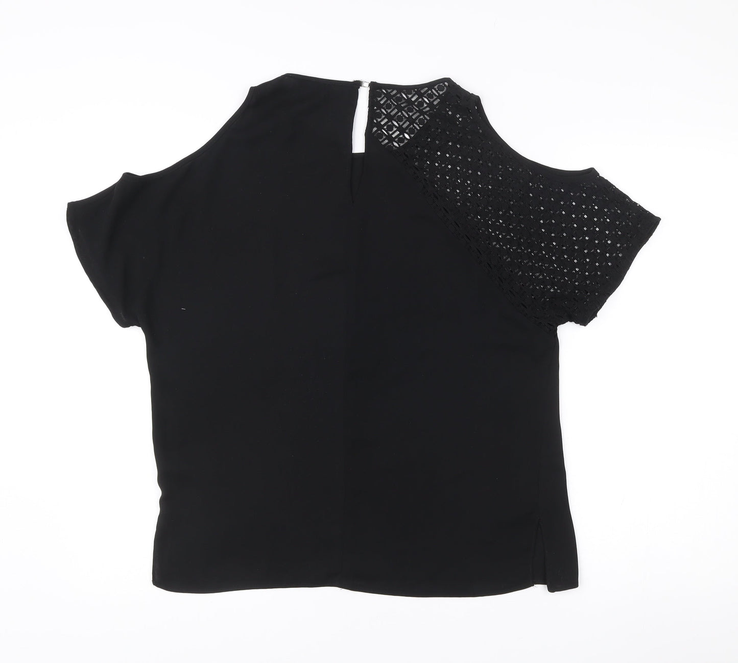 River Island Womens Black Cold Shoulder Lace Blouse Size 8