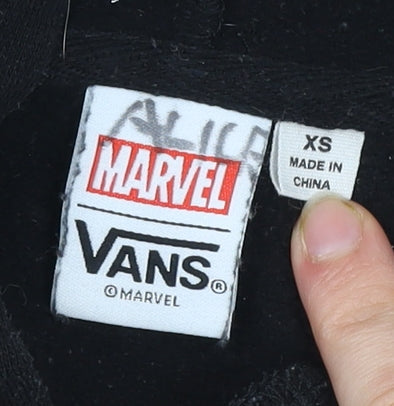 Vans Marvel Black Pullover Hoodie XS Women’s Comic Graphic Sweatshirt