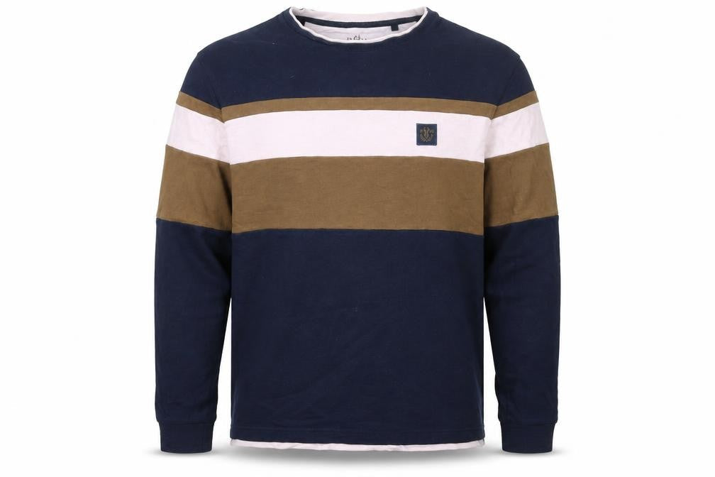 Next Men’s Blue Brown Stripe Sweatshirt L Long Sleeve Pullover