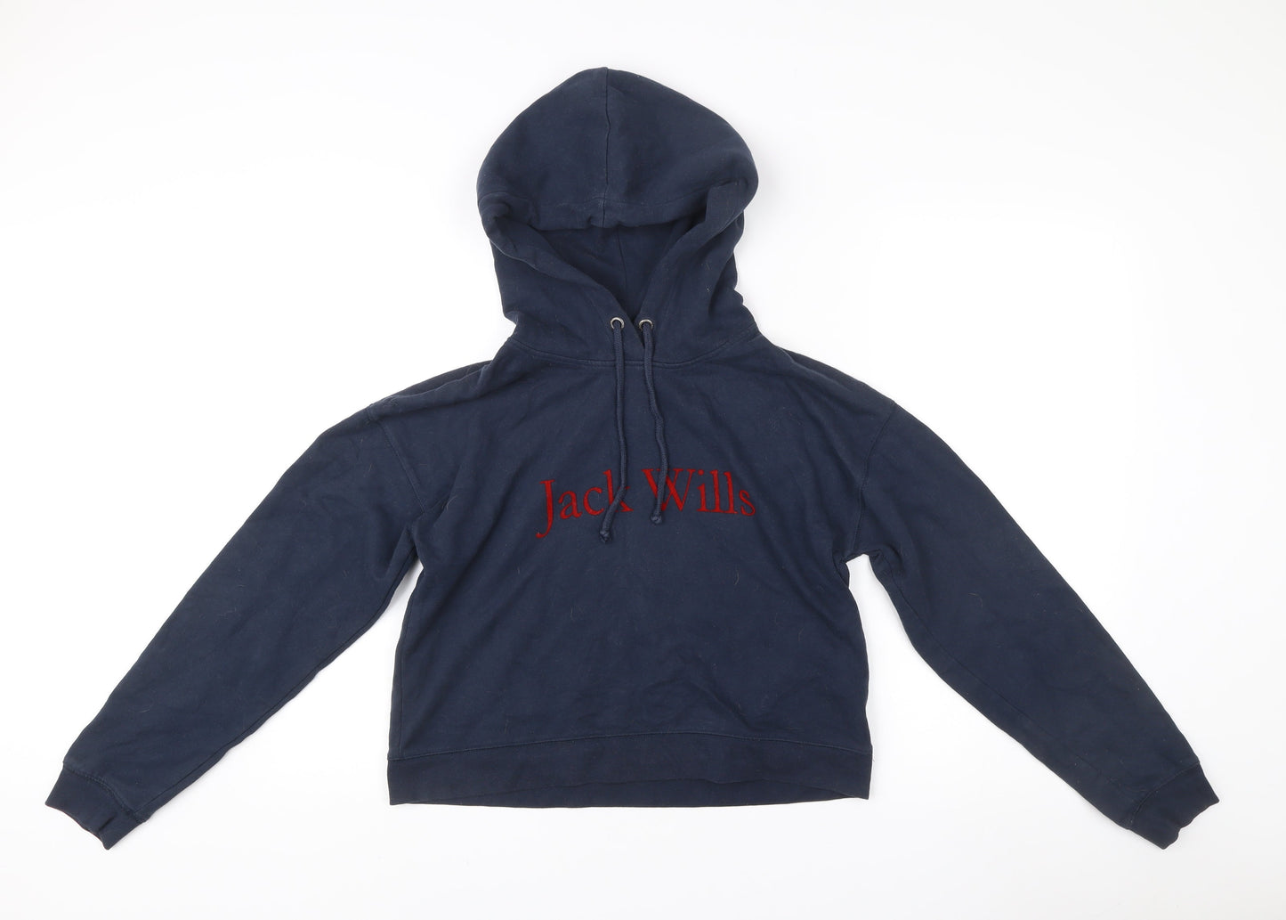 Jack Wills Womens Navy Hoodie UK 10 Cotton Blend Logo Pullover