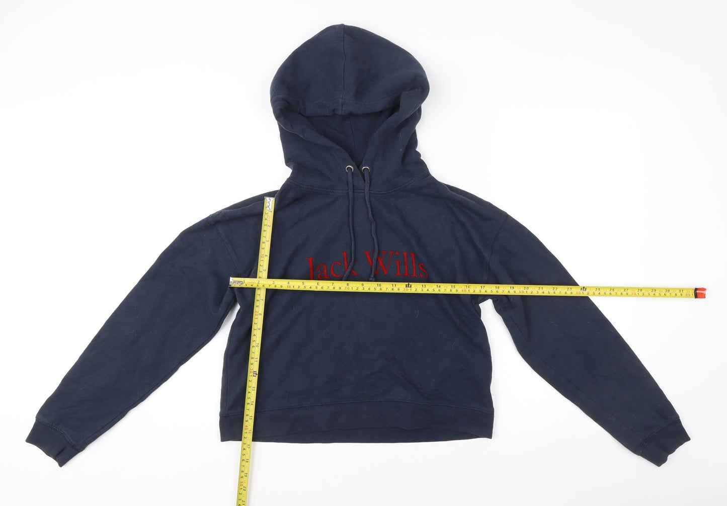 Jack Wills Womens Navy Hoodie UK 10 Cotton Blend Logo Pullover