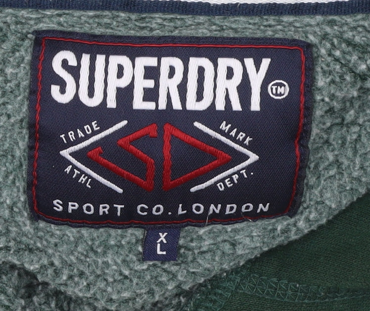 Superdry Men's Green XL Pullover Hoodie Graphic Logo Athletic Style
