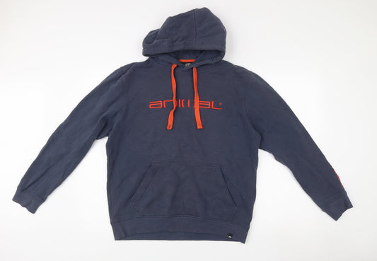 Animal Men’s Blue Hoodie Medium Pullover Logo Hooded Sweatshirt