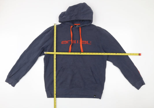 Animal Men’s Blue Hoodie Medium Pullover Logo Hooded Sweatshirt