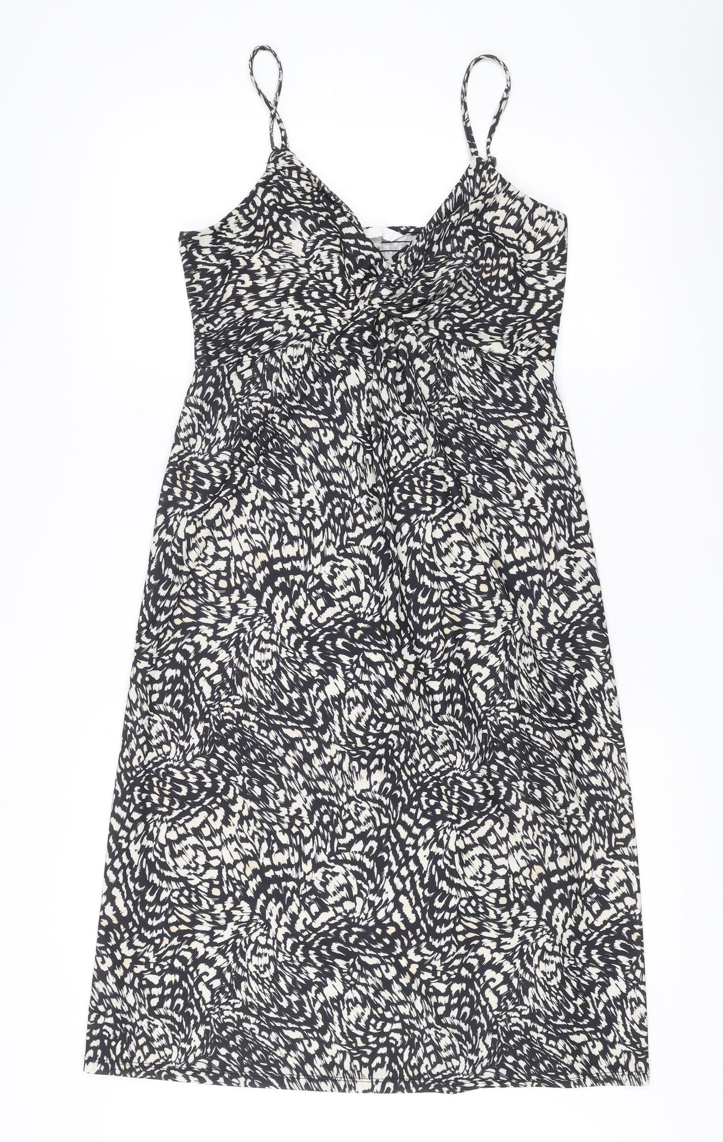 H&M Women's Black White Animal Print Slip Dress Size 12