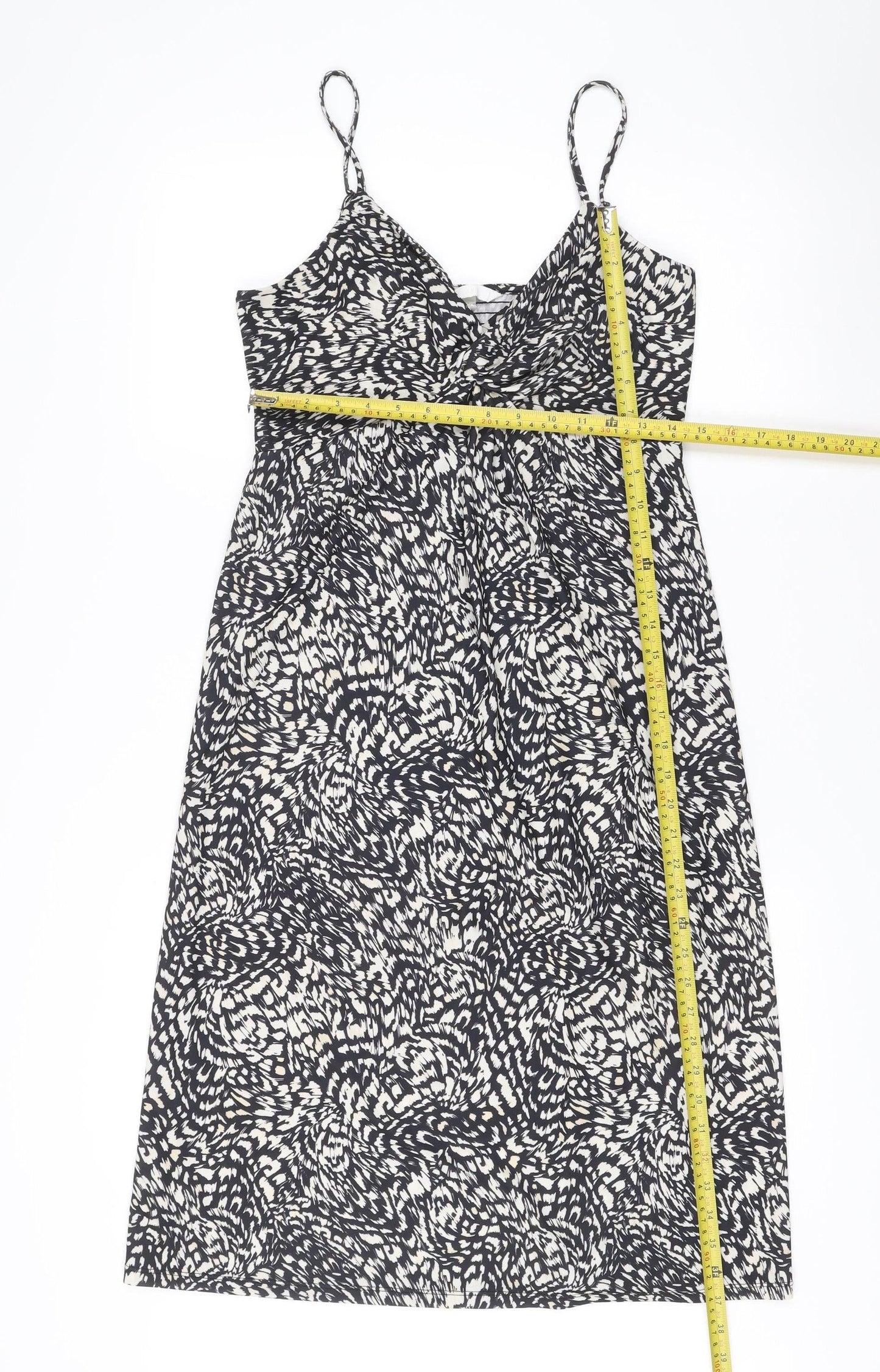 H&M Women's Black White Animal Print Slip Dress Size 12