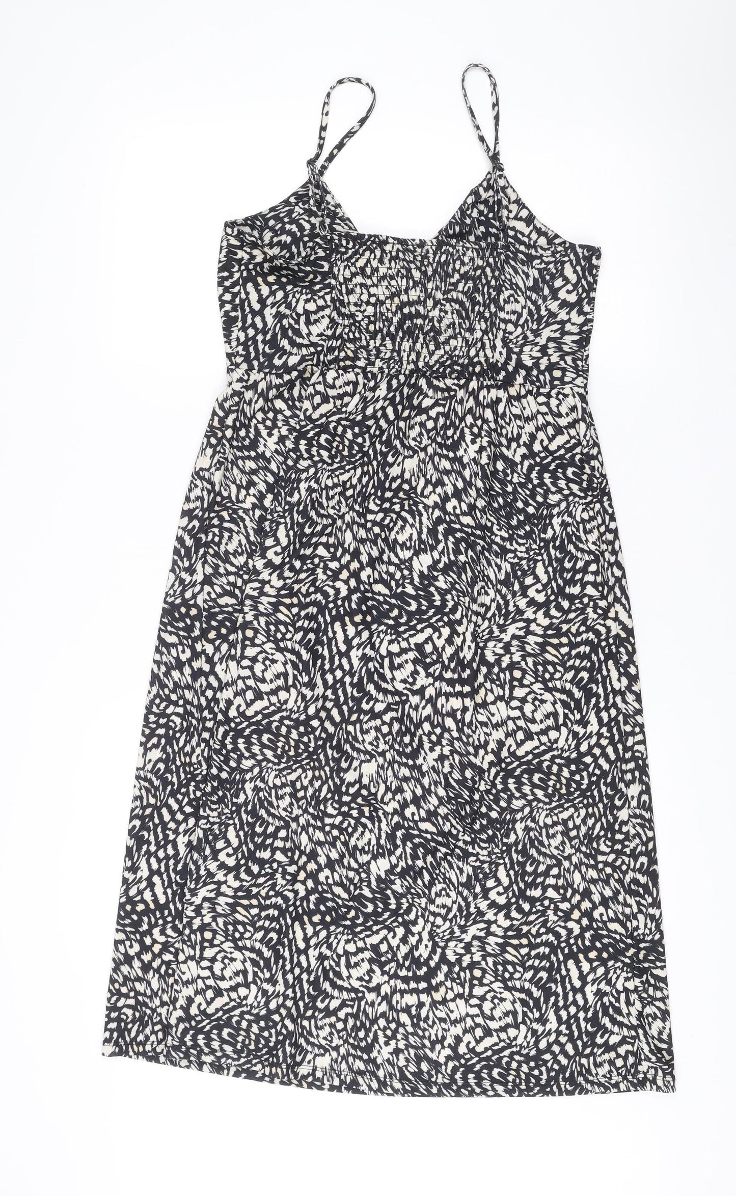 H&M Women's Black White Animal Print Slip Dress Size 12