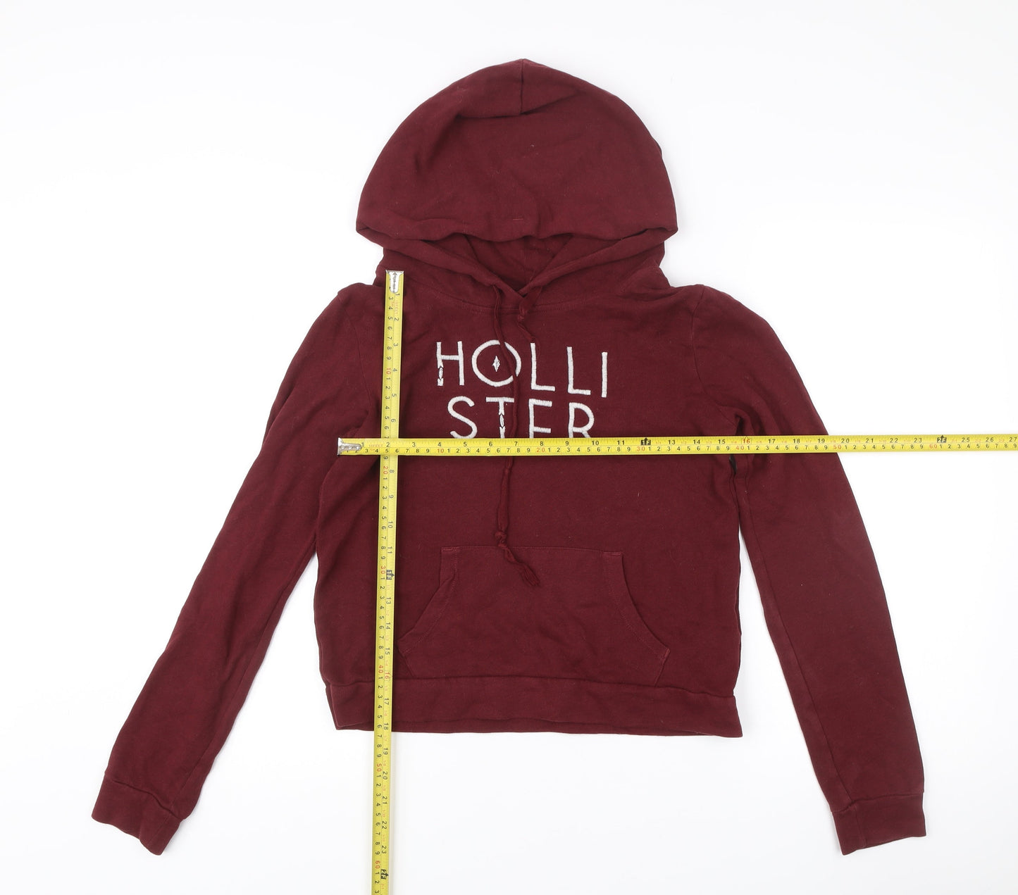 Hollister Womens Red Pullover Hoodie Small Cotton Blend Logo