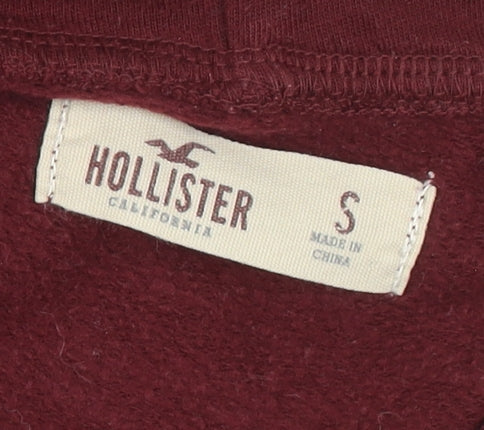 Hollister Womens Red Pullover Hoodie Small Cotton Blend Logo