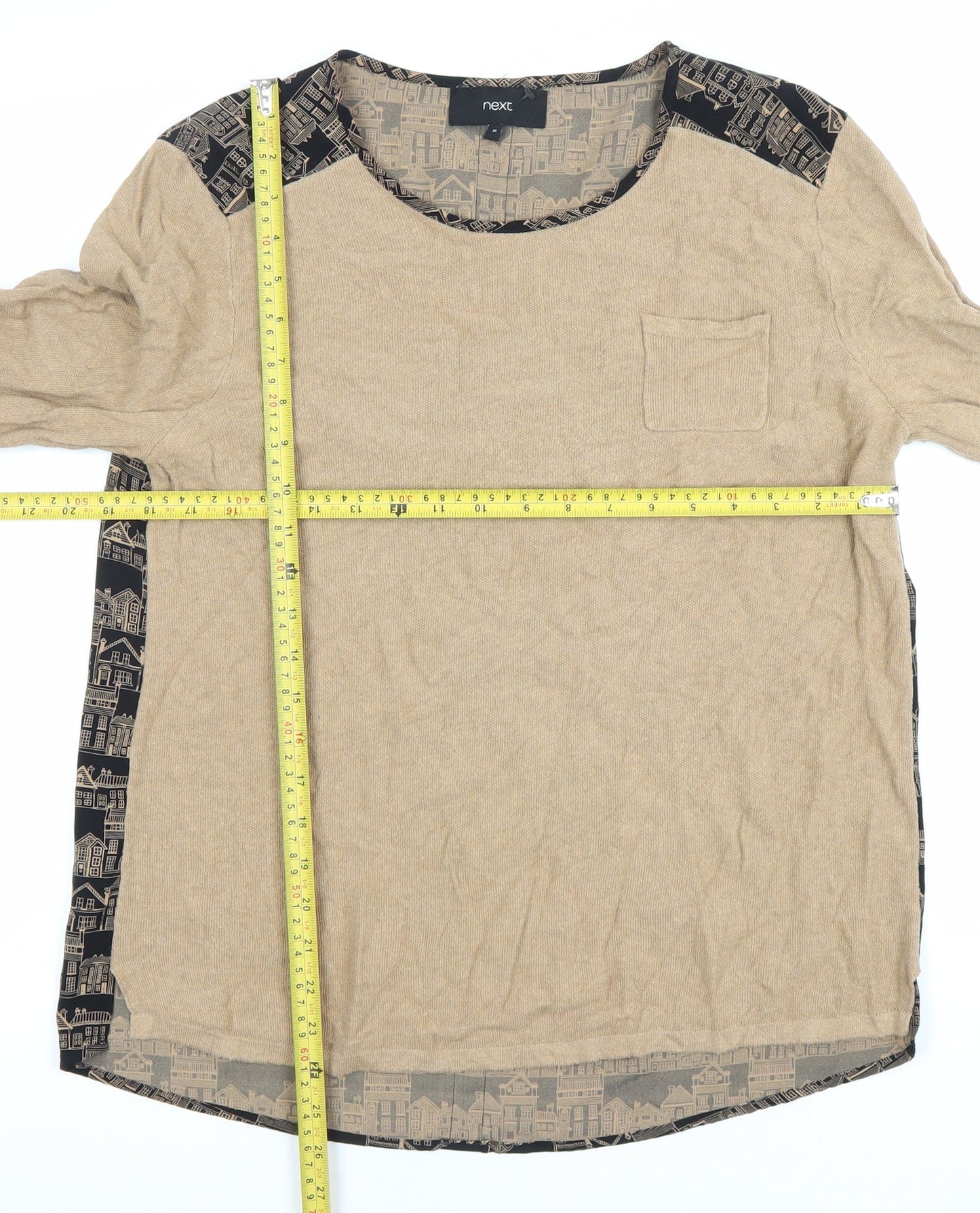 Next Womens Beige Pullover Jumper Size 16 Round Neck Long Sleeve