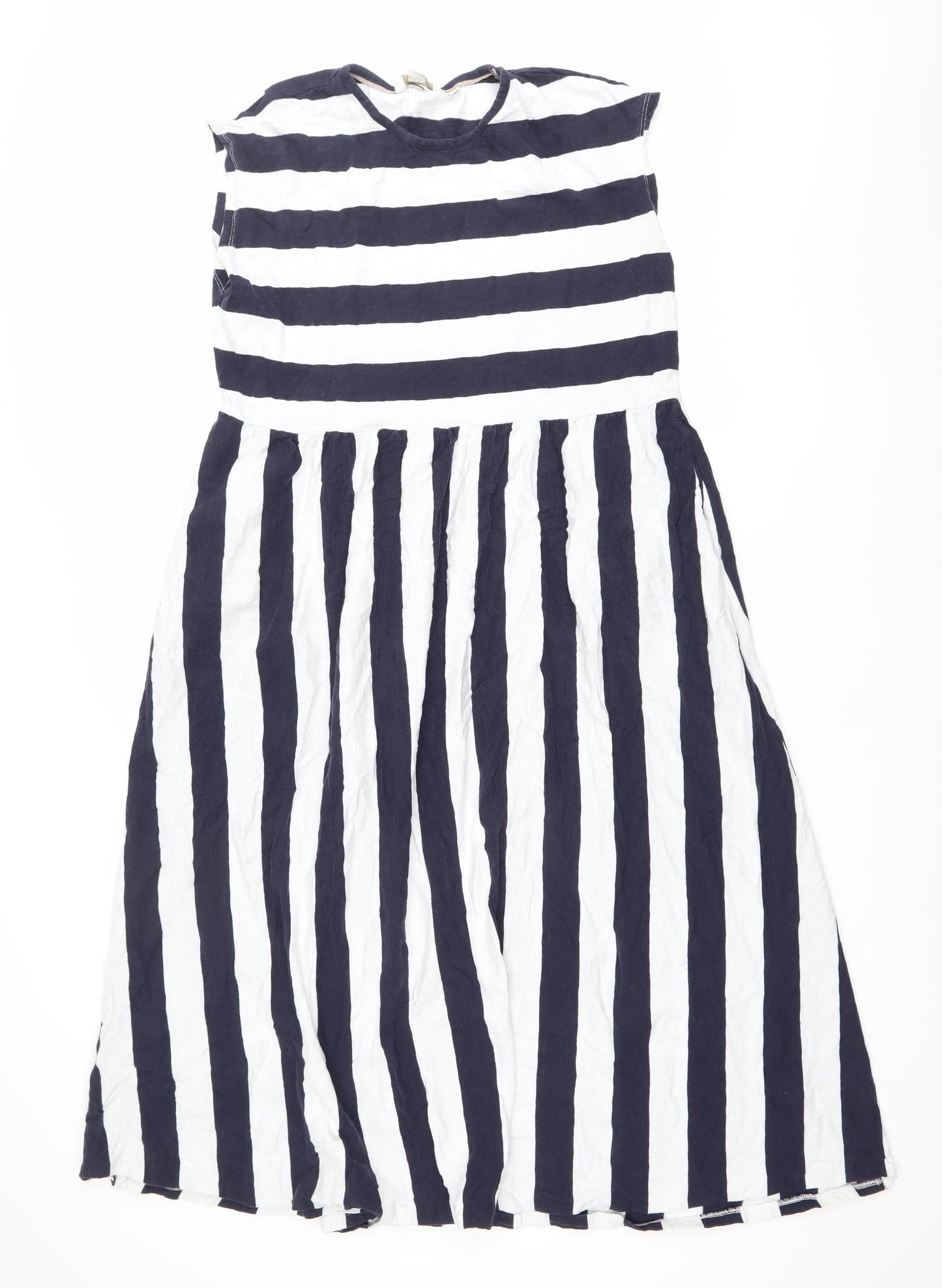 Boden Women’s Blue White Striped Cotton A-Line Dress Size 16
