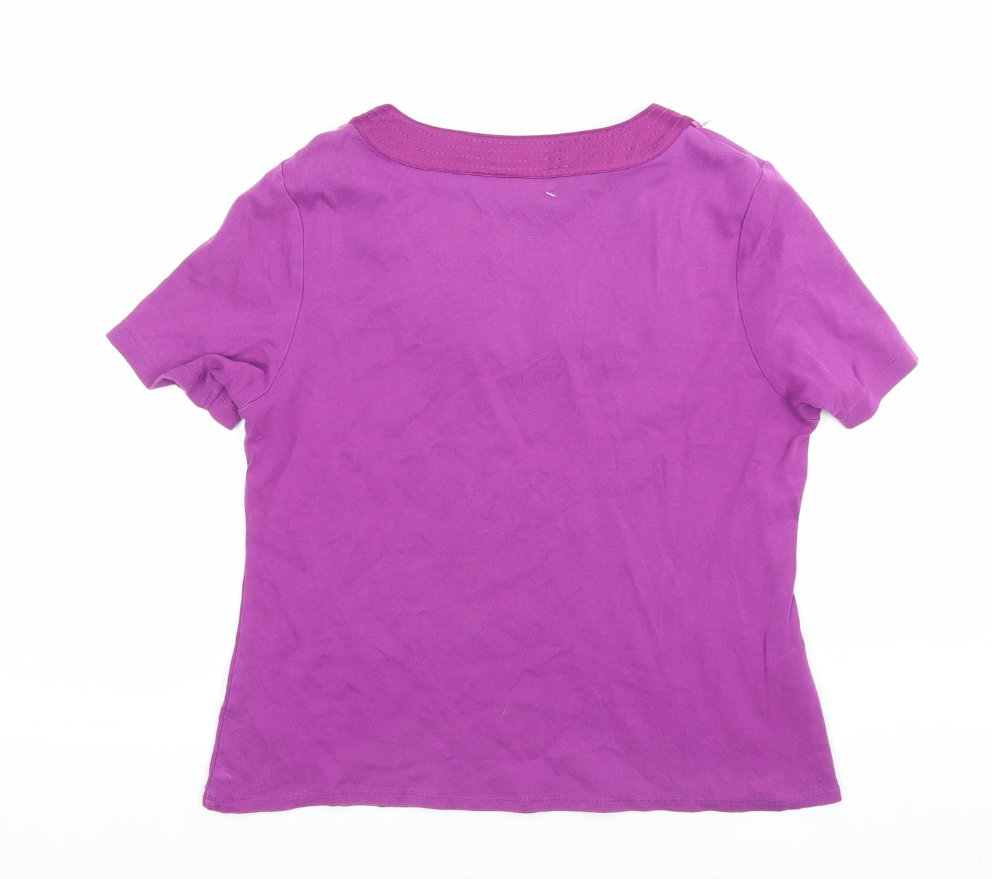 CC Petite Women’s Purple Beaded Scoop Neck T-Shirt L
