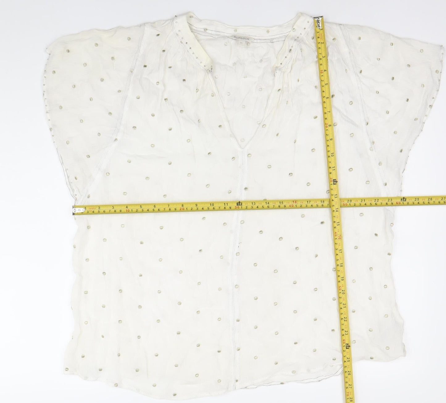 Monsoon Women’s White Embroidered Tunic Blouse Top XL
