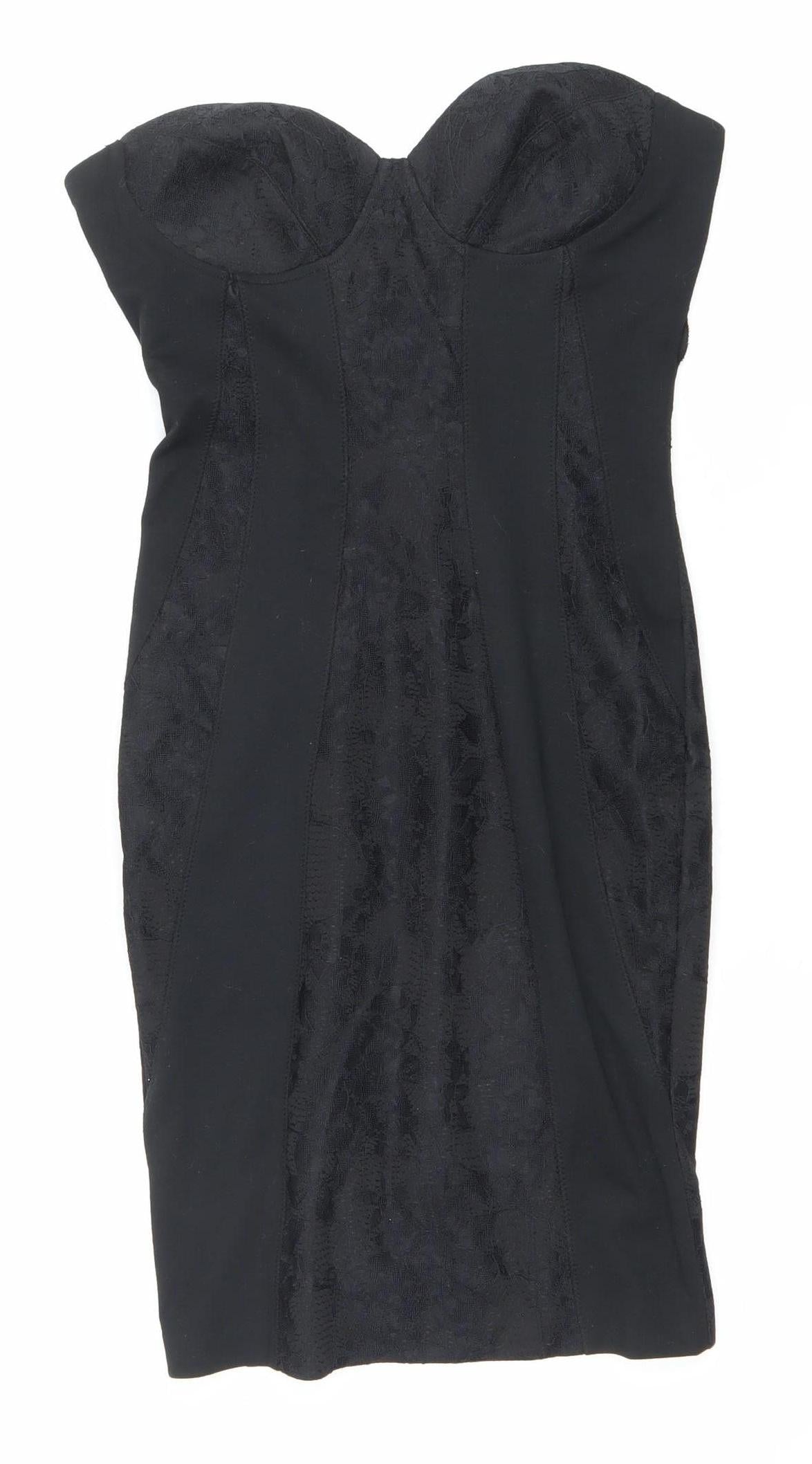 Kardashian Kollection Women’s Black Strapless Bodycon Dress Size 10
