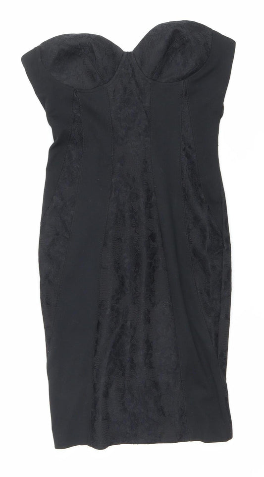 Kardashian Kollection Women’s Black Strapless Bodycon Dress Size 10