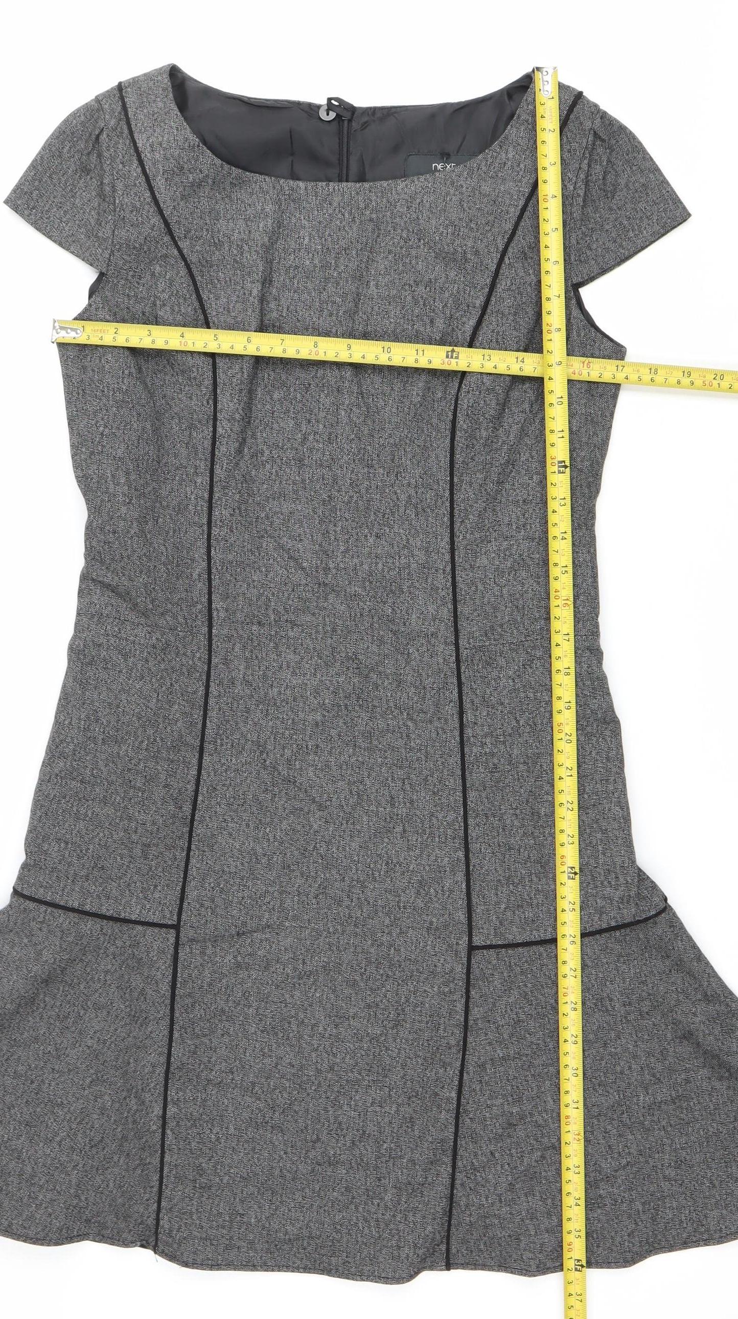 Next Women’s Grey Sheath Work Dress Size 12 Knee Length Stretch