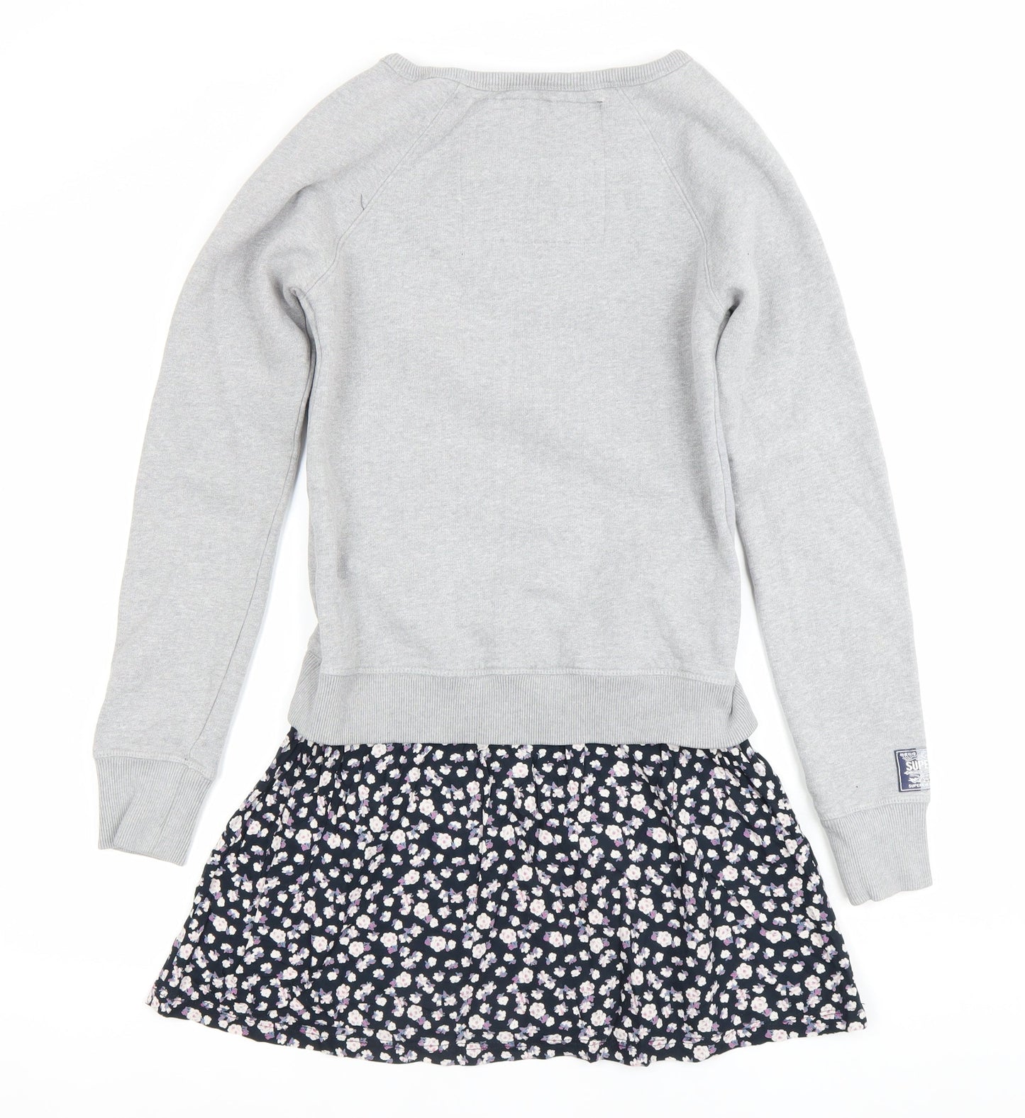 Superdry Womens Grey Floral XS Jumper Dress Casual Logo Sportswear