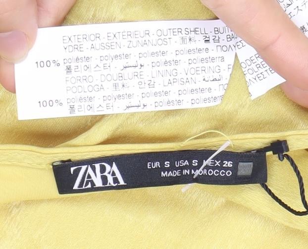 Zara Women’s Yellow Long Slip Dress Size S V-Neck Strappy