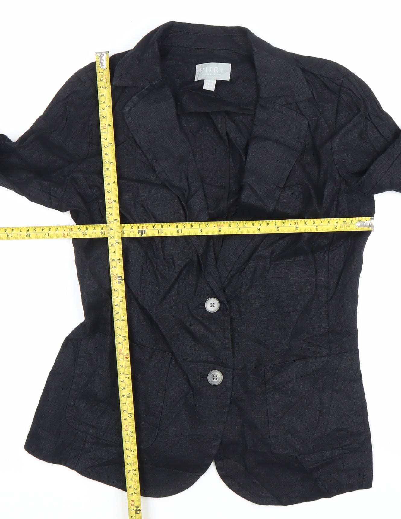 Pure Collection Women’s Black Linen Blazer UK 8 Regular Fit