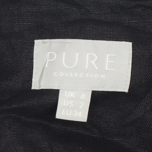 Pure Collection Women’s Black Linen Blazer UK 8 Regular Fit