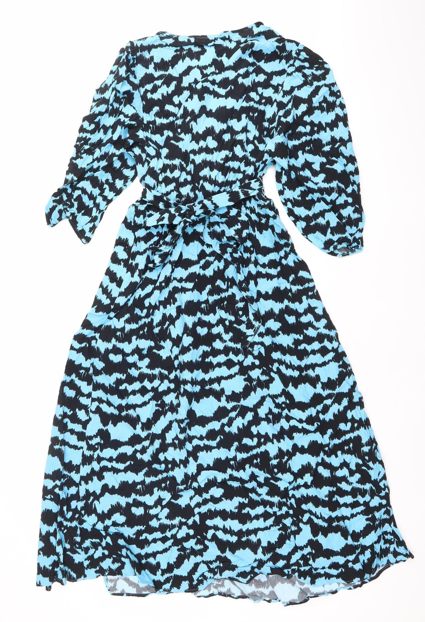 Marks and Spencer Women’s Blue Black Animal Print Ruched Bodycon Dress Size 8